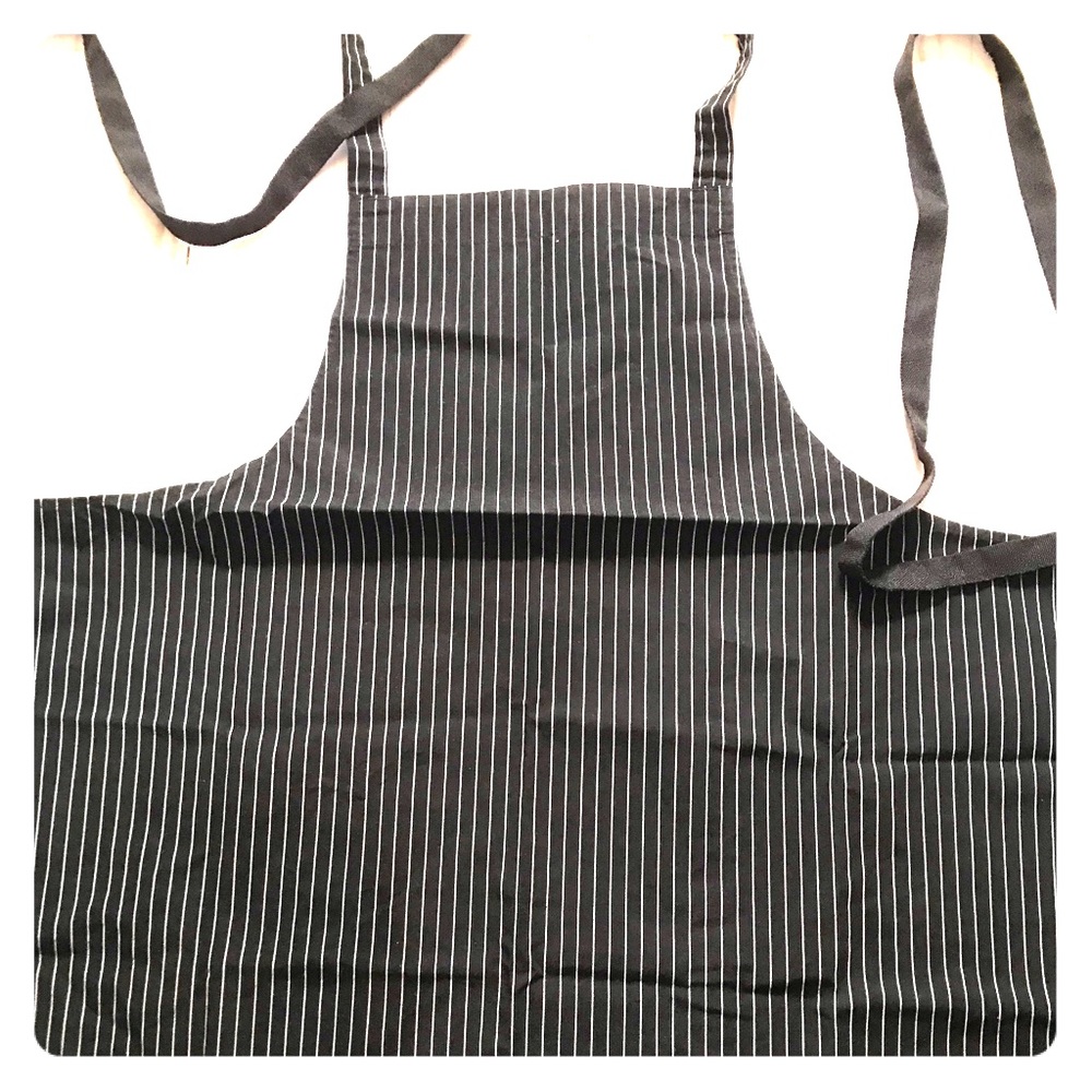 Apron Full Bib Black & White pinstripes